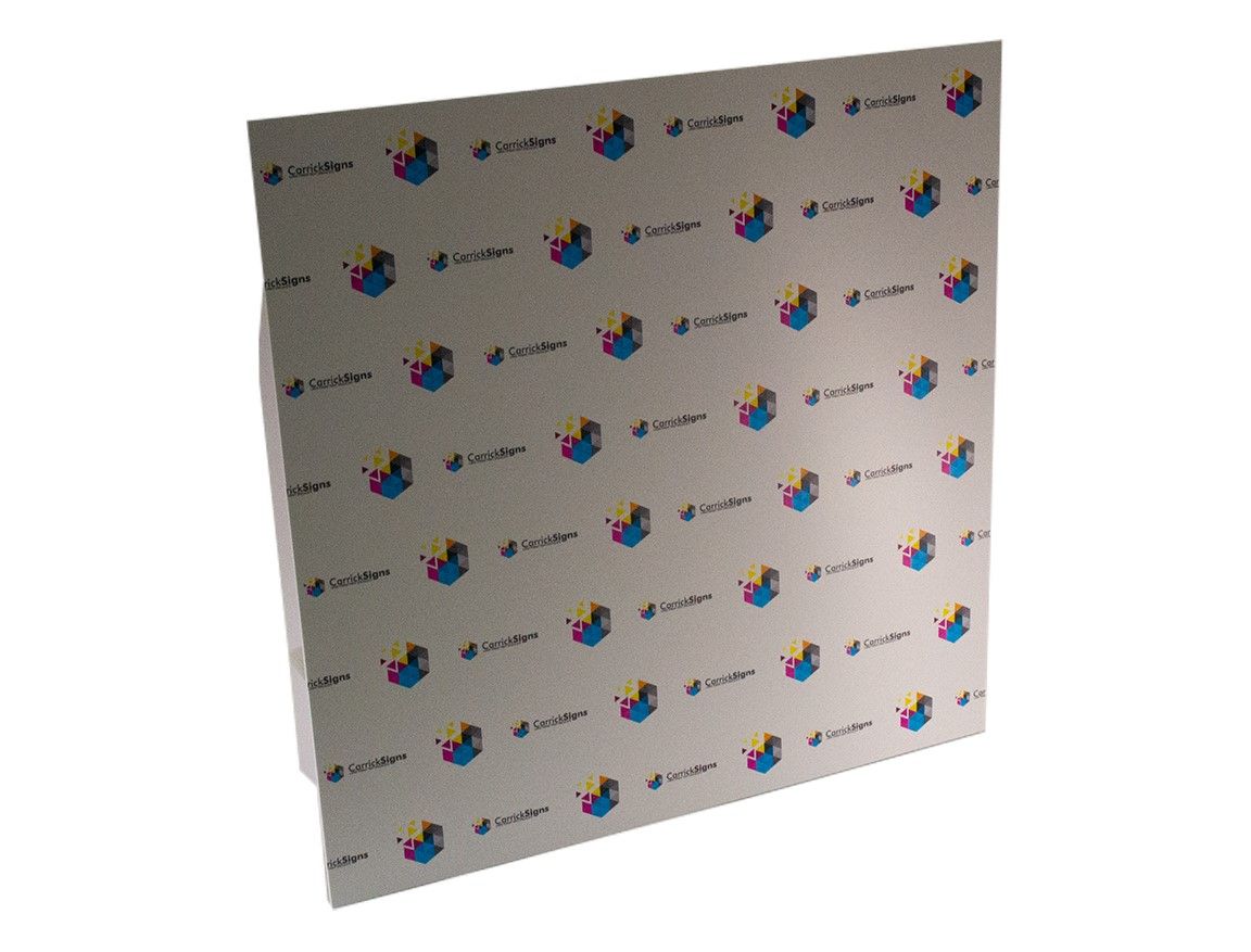 Large-format printed backdrop board designed for exhibitions, conferences, corporate events, and branded photography.